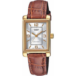 Casio Γυναικείο Ρολόι με Καφέ Δερμάτινο Λουράκι LTP-1234PGL-7AEF