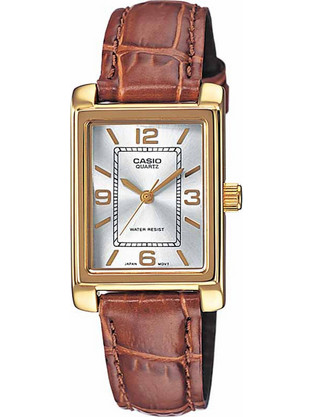 Casio Γυναικείο Ρολόι με Καφέ Δερμάτινο Λουράκι LTP-1234PGL-7AEF