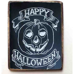 Happy halloween ξύλινο χειροποίητο μαγνητάκι 6x8 εκ