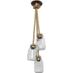 Heronia Lighting Κρεμαστό Φωτιστικό Οροφής με Σχοινί Τρίφωτο Διαφανές FUN-07TS Rope 3/L 31-0086