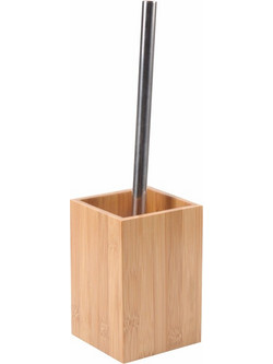 Πιγκάλ μπάνιου από Bamboo με Inox λαβή για το βουρτσάκι σε τετράγωνο σχήμα - Evideco