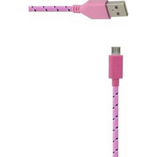 ANCUS Καλώδιο σύνδεσης Κορδόνι Colour Stripes USB σε Micro USB Ρόζ - Μαύρο 1m