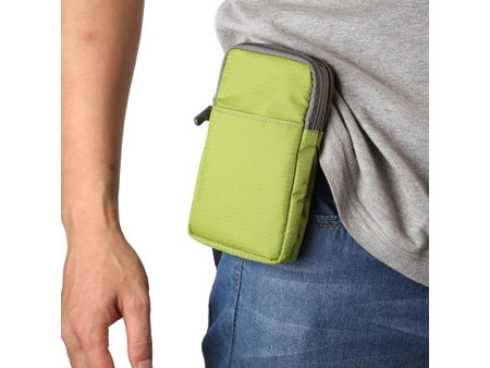 Multi-function Casual Sport Mobile Phone Double Zipper Waist Pack Diagonal Bag for 6.9 Inch or Below Smartphones (Green) (OEM)