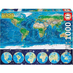 Puzzle Educa World Map Neon 1000 Κομμάτια