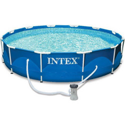 Intex Metal Frame 28212 Πισίνα Πλαστική με Μεταλλικό Σκελετό & Αντλία Φίλτρου Φ366x76cm