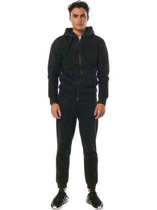 Body Action Ανδρικό Παντελόνι Φόρμας Fleece με Λάστιχο Μαύρο 023234