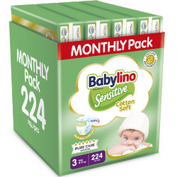 Babylino Sensitive Cotton Soft Monthly Pack Πάνες No3 4-9kg 224τμχ