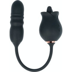 Virgite Qiot Tongue & Thrusting Vibrator Διπλός Δονητής Μαύρος
