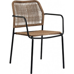 Varossi Monza Πολυθρόνα Κήπου Rattan Μπεζ Μαύρη 900-269