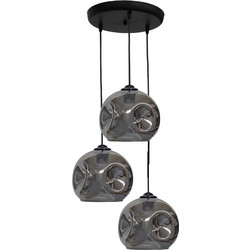 Heronia Lighting Κρεμαστό Φωτιστικό Οροφής Μπάλα Τρίφωτο E27 Μαύρο Φ20cm 02-0391