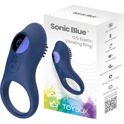 Toybox Sonic Vibrating Ring Ελαστικό Δαχτυλίδι Πέους Σιλικόνης με Δόνηση 3.5cm Μπλε