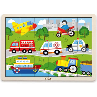 Παιδικό Puzzle Viga Ξύλινο Οχήματα 24 Κομμάτια