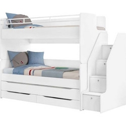 White Studio 2 Παιδικό Κρεβάτι Κουκέτα Μονό για Στρώμα 90x200cm με Αποθηκευτικό Χώρο