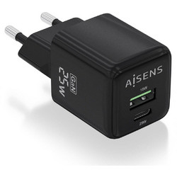 Aisens ASCH Φορτιστής χωρίς Καλώδιο με Θύρα USB-A & Θύρα USB-C 25W Black