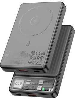 Hoco Q18 Wireless Magsafe Power Bank 10000mAh 22.5W με Θύρα USB-A & Θύρα USB-C Quick Charge 3.0 & Power Delivery