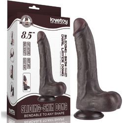 Lovetoy Sliding-Skin 8.5" Dual Layer Dong II Ρεαλιστικό Dildo με Βεντούζα & Όρχεις 22cm Μαύρο