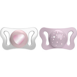 Chicco Physio Micro Ανατομικές Ορθοδοντικές Πιπίλες Σιλικόνης Νυκτός 0-2m Ροζ 2τμχ