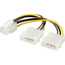 Goobay 51360 Καλώδιο Τροφοδοσίας 4-Pin Molex Male to 2 x 6-Pin PCIe Male 0.15m Multicolor