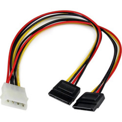 StarTech PYO2LP4SATA Καλώδιο Σκληρού Δίσκου 4-Pin Molex Male to 2 x 15-Pin SATA Female 0.3m Multicolor