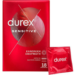 Durex Sensitive Regular Fit Προφυλακτικά Λεπτά με Λιπαντικό 18τμχ