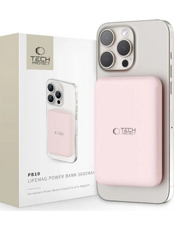 Tech-Protect PB10 Wireless Magsafe Power Bank 5000mAh 15W Pink