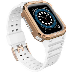 Hurtel Protect Λουράκι Σιλικόνης White / Gold (Apple Watch 38 / 40 / 41mm)