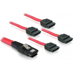 DeLOCK 83074 Καλώδιο Σκληρού Δίσκου mini SAS to 4 x 7-Pin SATA III 1m Red