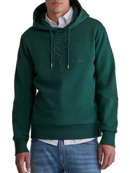 Gant Tonal Archive Shield Ανδρικό Φούτερ με Κουκούλα Κυπαρισσί 3G2037020-374