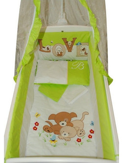 Beboulino Love Σετ Λίκνου Green/White 6τμχ