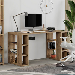 Megapap Colmar Γραφείο Ξύλινο με Βιβλιοθήκη 140x60x75cm GP037-0005,6