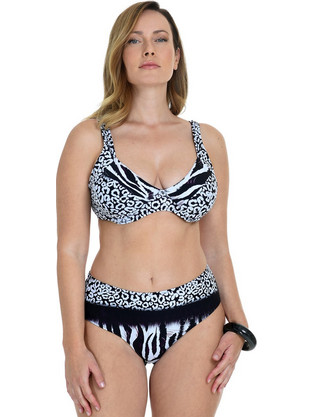 MiandMi Bikini Set Ψηλόμεσο Animal Print Μαύρο Λευκό 24040-26078