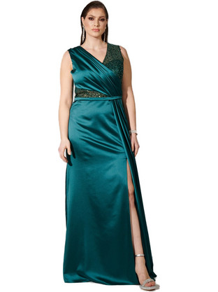 Bellona Maxi Φόρεμα για Γάμο / Βάπτιση Αμπιγιέ Σατέν Κυπαρισσί 58849