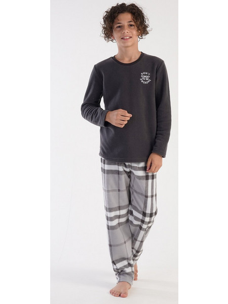 Vienetta Secret Παιδική Πιτζάμα Fleece Χειμωνιάτικη Ανθρακί 303039