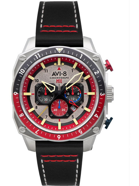 AVI-8 Hawker Ανδρικό Ρολόι Χρονογράφος με Μαύρο Δερμάτινο Λουράκι AV-4100-03
