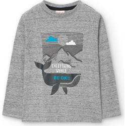 Boboli Παιδικό T-Shirt Μακρυμάνικο Γκρι 599003-8127