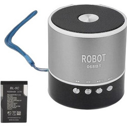 Robot 068BT Ηχείο Bluetooth 3W με Ραδιόφωνο Ασημί