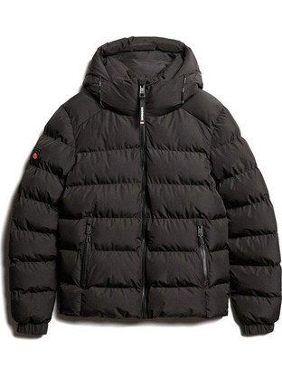 Superdry Hooded Sports Ανδρικό Μπουφάν Χειμωνιάτικο Puffer Μαύρο M5011905A-02A