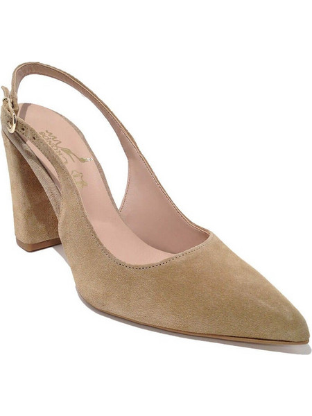 Smart Cronos Γόβες Suede Slingback με Χοντρό Ψηλό Τακούνι Μπεζ 6769