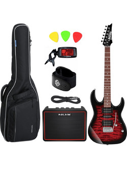 Ibanez GRX-70 QA Deluxe Plus Bundle Ηλεκτρική Κιθάρα ST Style με HSH Μαγνήτες και Ταστιέρα Jatoba Transparent Red Burst