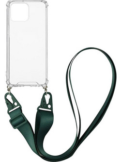 Sonique Strap Back Cover Transparent / Dark Green (iPhone 13 Pro Max)