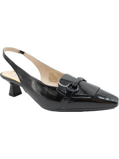 Desiree Γόβες Slingback Λουστρίνι με Λεπτό Χαμηλό Τακούνι Μαύρες ELBA17