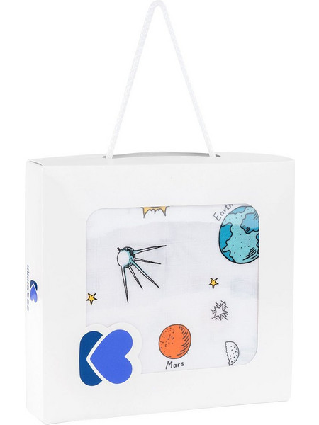 KikkaBoo Planets Πάνα Αγκαλιάς από Μουσελίνα Λευκή 120x120cm