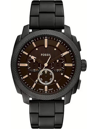 Fossil Ανδρικό Ρολόι Χρονογράφος με Μαύρο Μεταλλικό Μπρασελέ FS6097