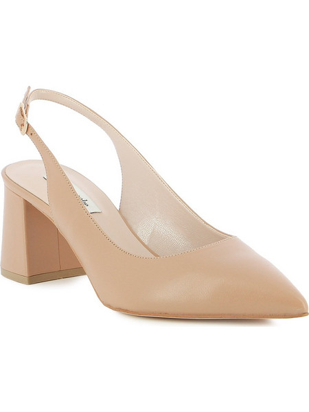 Guy Laroche Γόβες Slingback Δερμάτινες με Χοντρό Χαμηλό Τακούνι Μπεζ 59304X