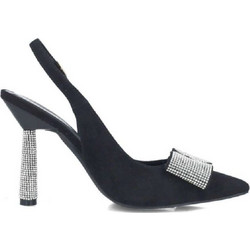 Menbur Γόβες Suede Slingback με Λεπτό Ψηλό Τακούνι & Στρας Μαύρες 25445