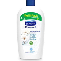Septona Dermasoft Cotton & Milk Protein Κρεμοσάπουνο Refill 750ml