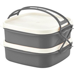 Herzberg Lunch Box Δοχείο Φαγητού Κατάλληλο για Φούρνο Μικροκυμάτων Γκρι Λευκό