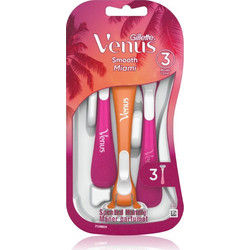 Gillette Venus Smooth Miami Γυναικείο Ξυραφάκι με Ανταλλακτικές Κεφαλές με 3 Λεπίδες & Λιπαντική Ταινία 3τμχ