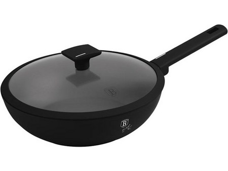 Berlinger Haus Matte Black Collection Wok Αλουμινίου Αντικολλητικό Titanium Επίστρωση με Καπάκι 28cm BH-8181