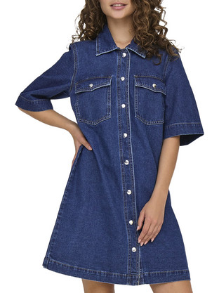 Only Midi Καθημερινό Φόρεμα Τζιν Navy Μπλε 15324384